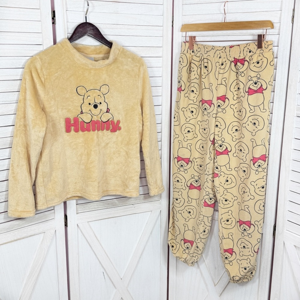 Disney 100 Winnie The Pooh Fleece Pajama Lounge Set Tan XS‎